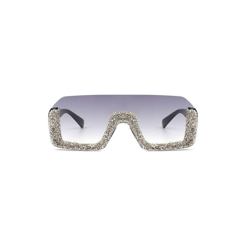 SQUARE HALF FRAME OVERSIZED SUNGLASSES