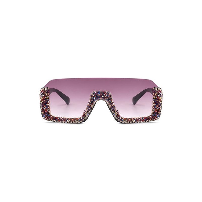 SQUARE HALF FRAME OVERSIZED SUNGLASSES