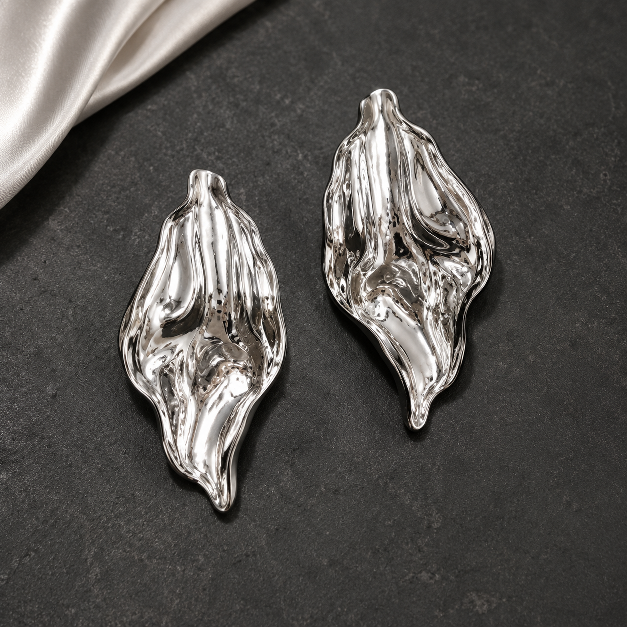 Liquid Silver Statement Earrings