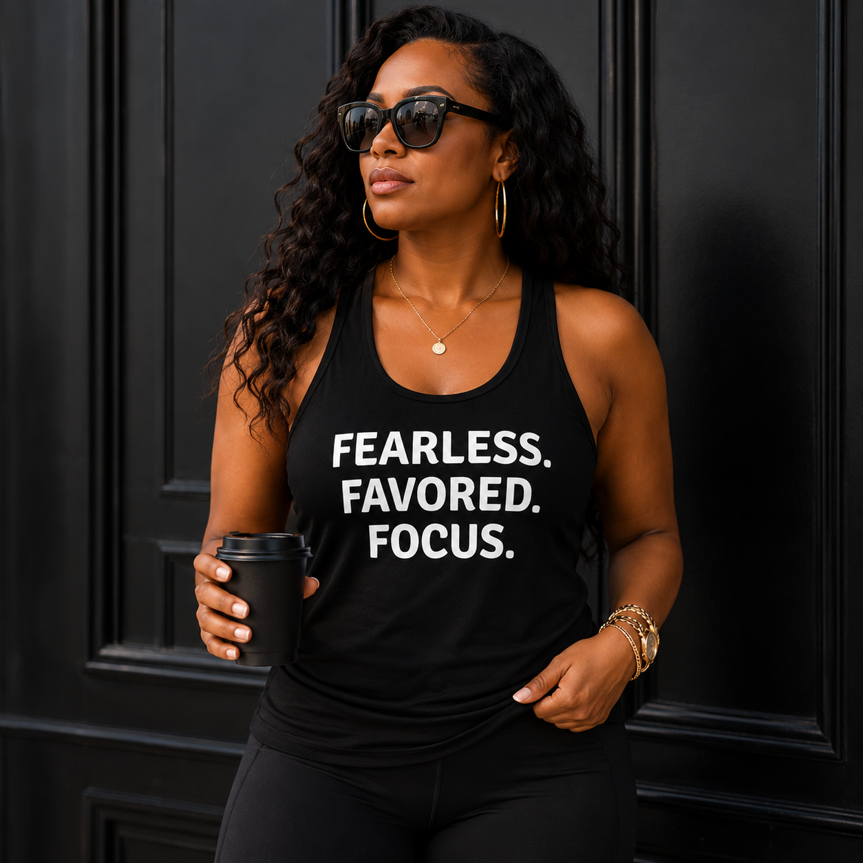 Fearless. Favored. Focus. Racerback Tank