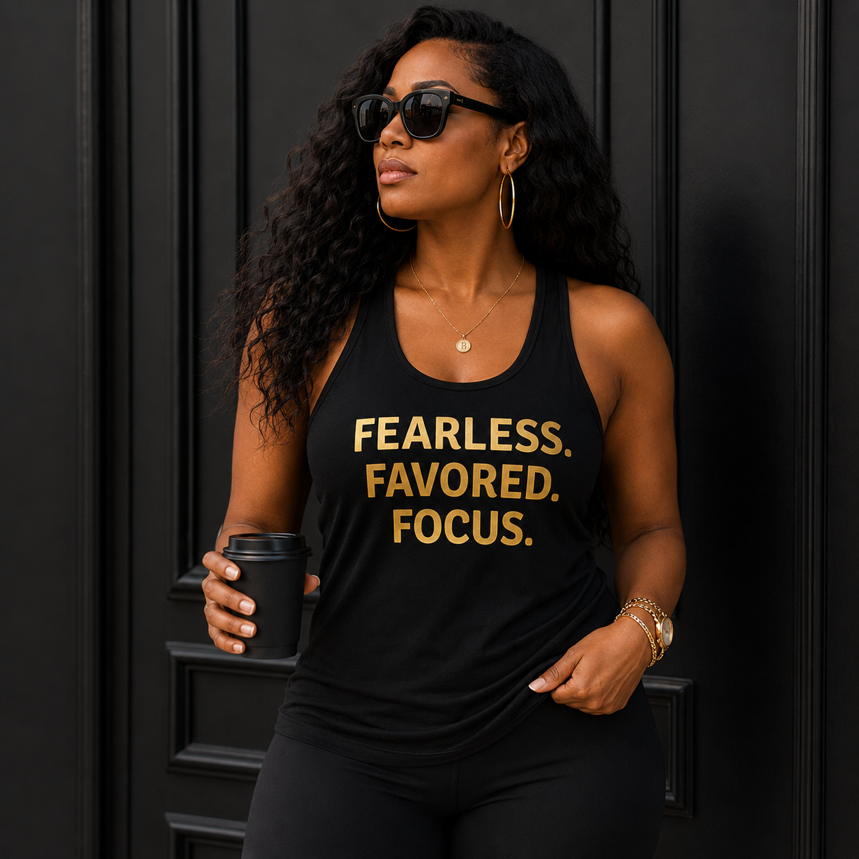 Fearless. Favored. Focus. Racerback Tank