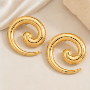 Golden Spiral Statement Earrings
