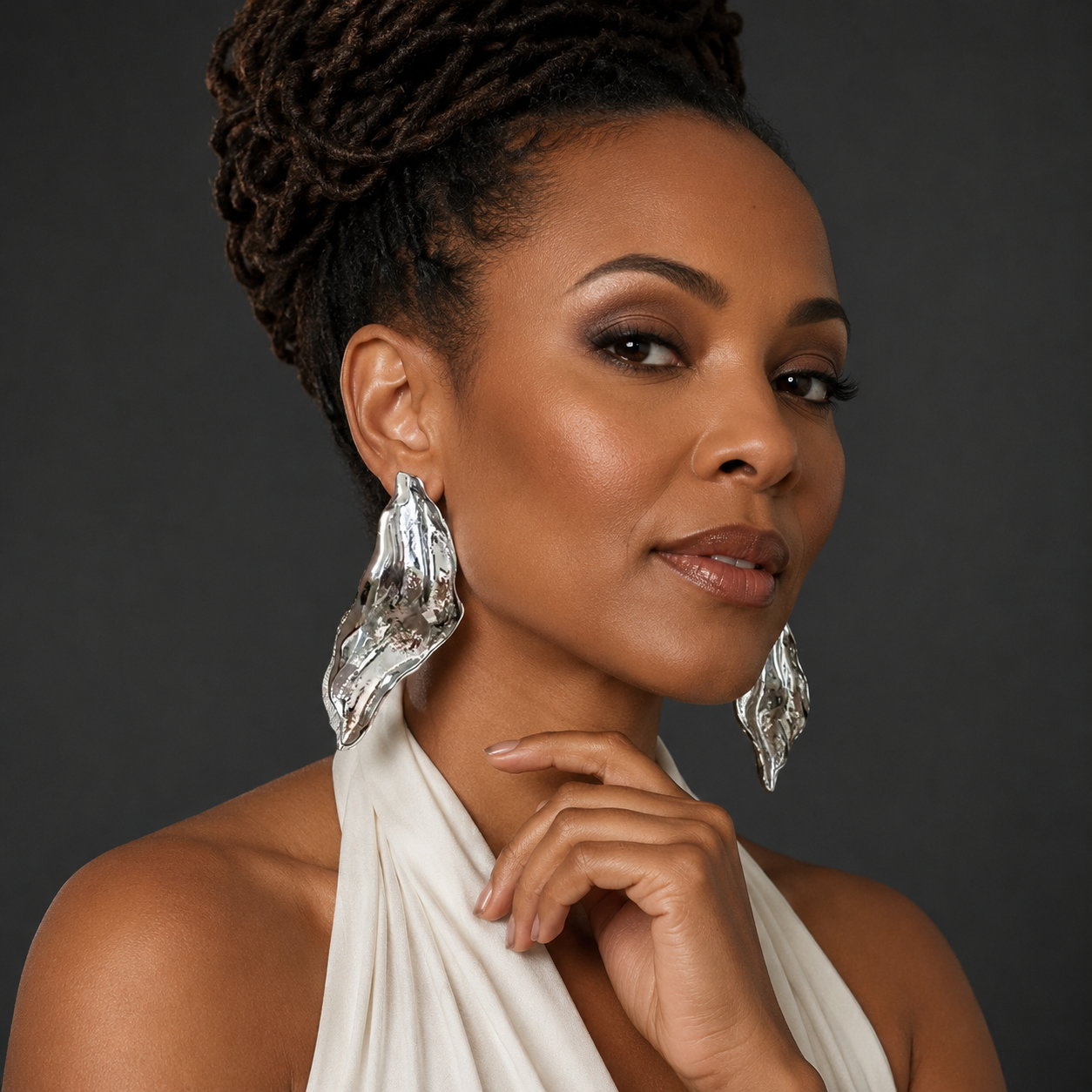 Liquid Silver Statement Earrings
