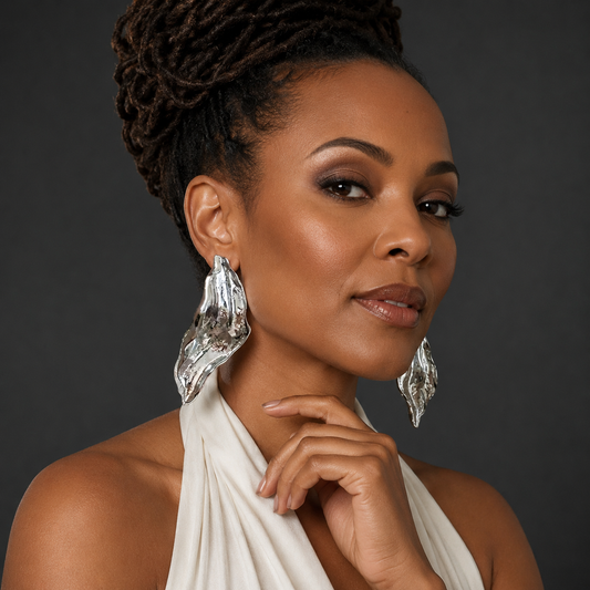 Liquid Silver Statement Earrings