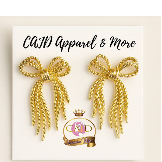 Golden Ribbon Tassel Earrings
