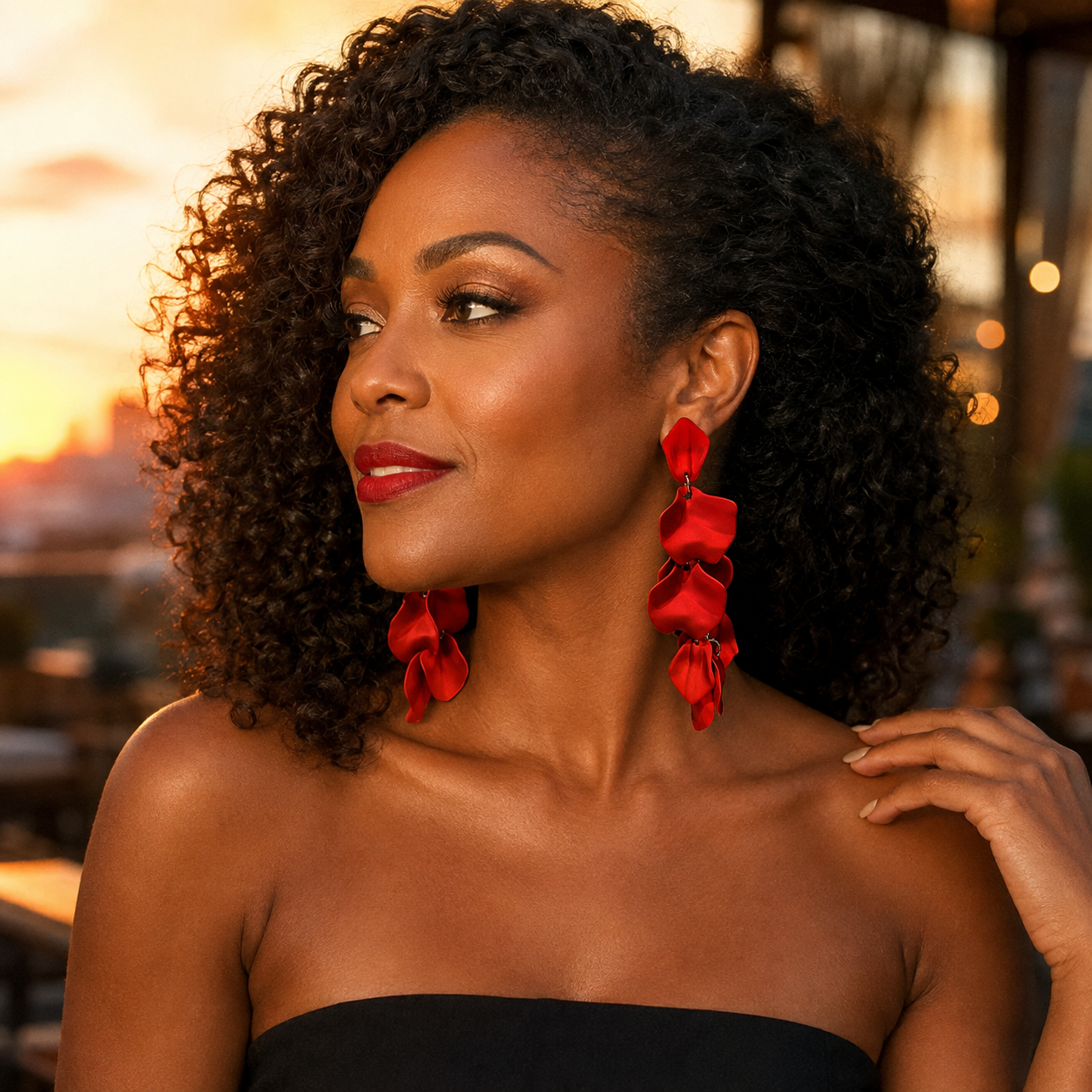 Scarlet Bloom Statement Earrings