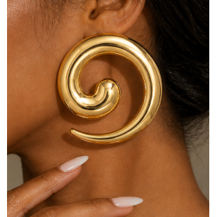 Golden Spiral Statement Earrings